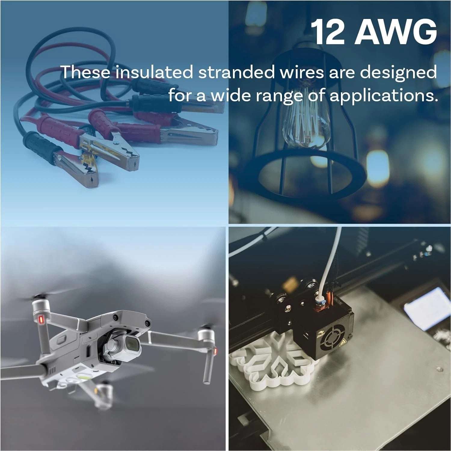 Silicone Flexible Red & Black 2-Core Twin Cable 4/6/8/10/12/16/20/28AWG Wire